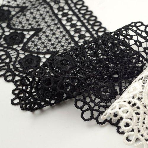 Joyce Trimming Lace Trim BLACK Venise Lace Ribbon Trim for bridal, apparel, home decor, 3 Inch by 1 Yard, BAT-6103