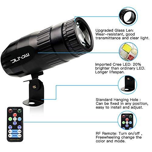 JLPOW Pinspot Light with Remote, JLPOW Super Bright Mirror Ball Spotlight, Mini 15W RGBW LED Beam Spot lights Stage Effect Lighting, Best for DJ Disco Party Bar Club Show Wedding Children's Theater