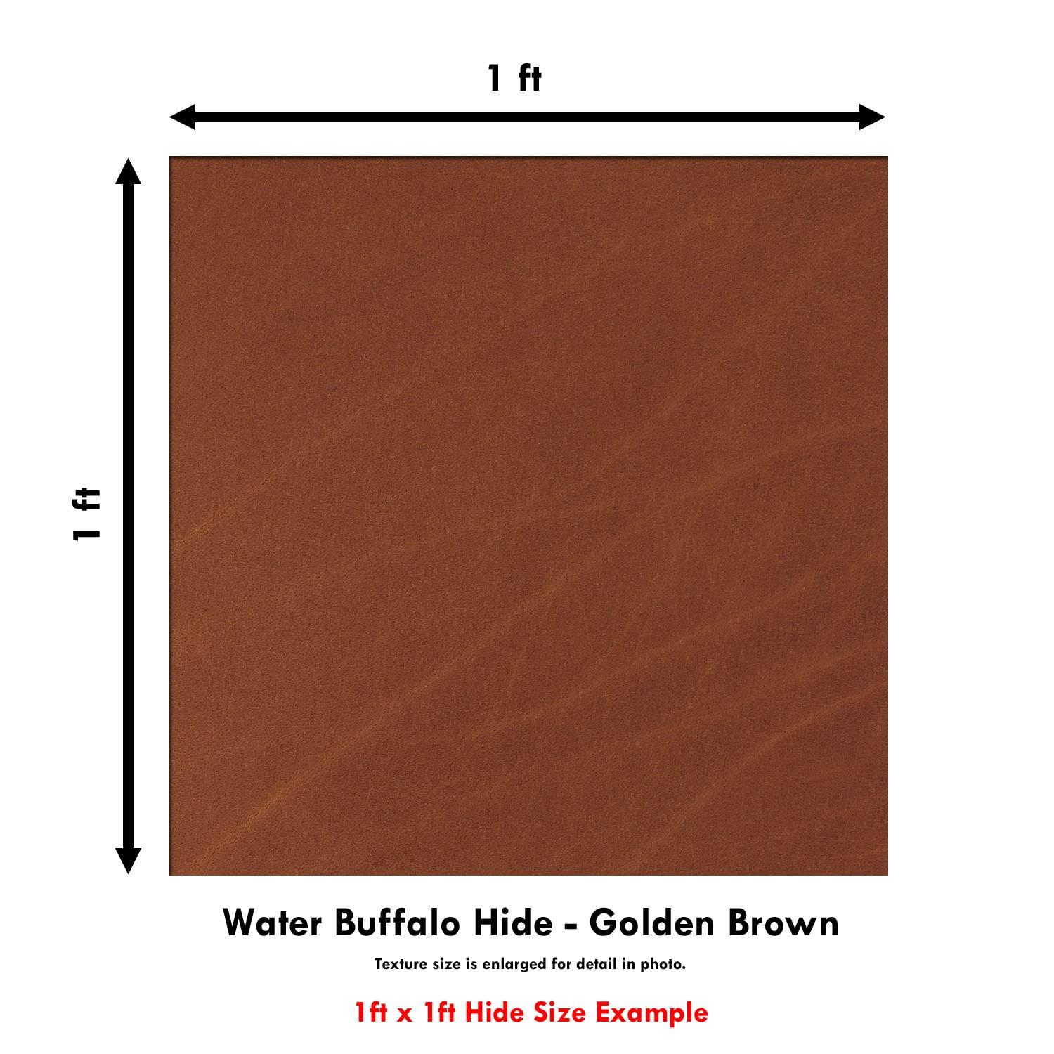 Holstex Water Buffalo Leather (8-9oz) - (1 Pack) - Vegetable Tanned - Thickness (0.125in ~ 0.140in) - (Golden Brown) - (12in x 12in)