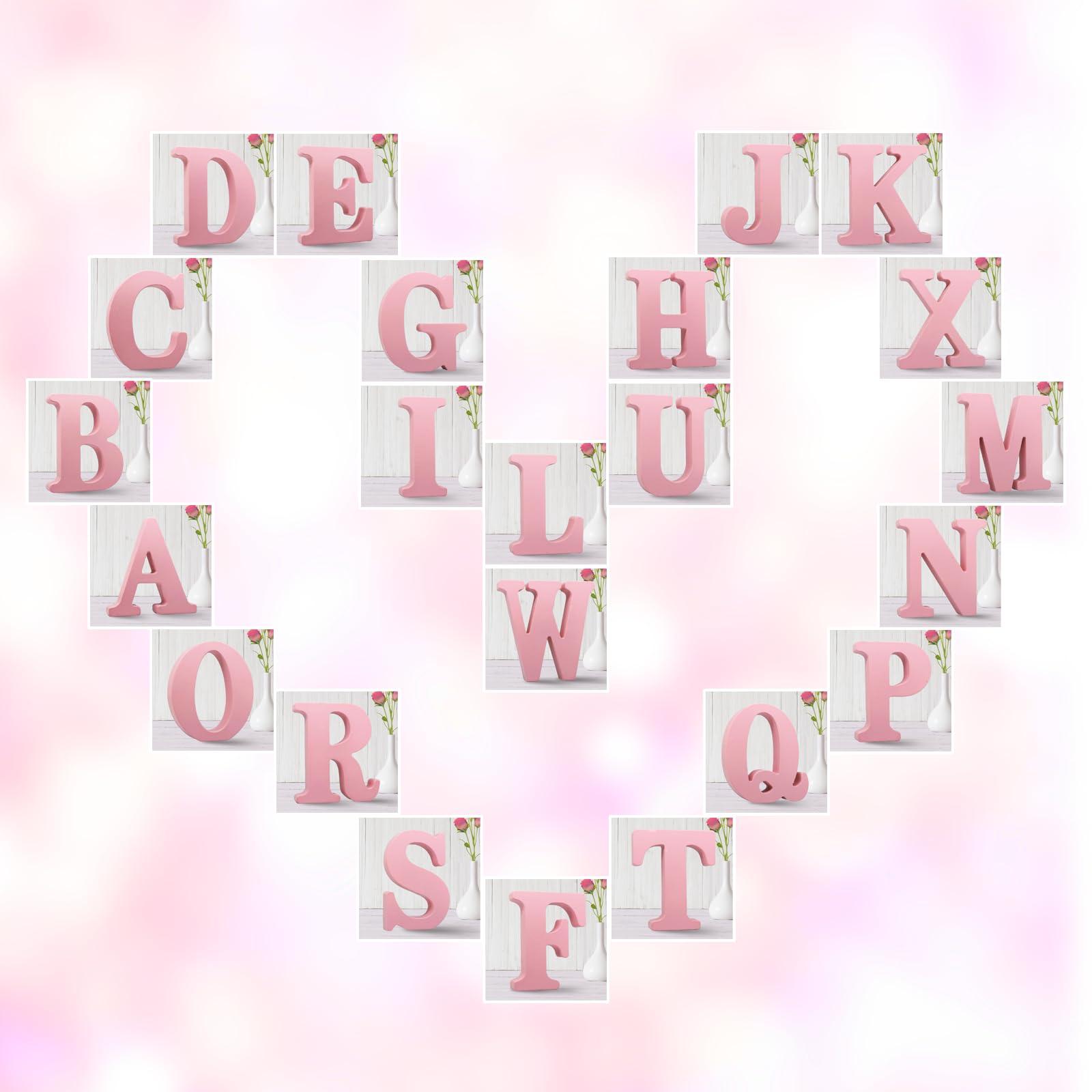 AOCEAN AOCEAN 6 Inch Pink Wood Letters Unfinished Wooden Letters for Wall Decor Decorative Standing Letters Slices Sign Board for Crafts Christmas Decoration Home Party Projects (R)