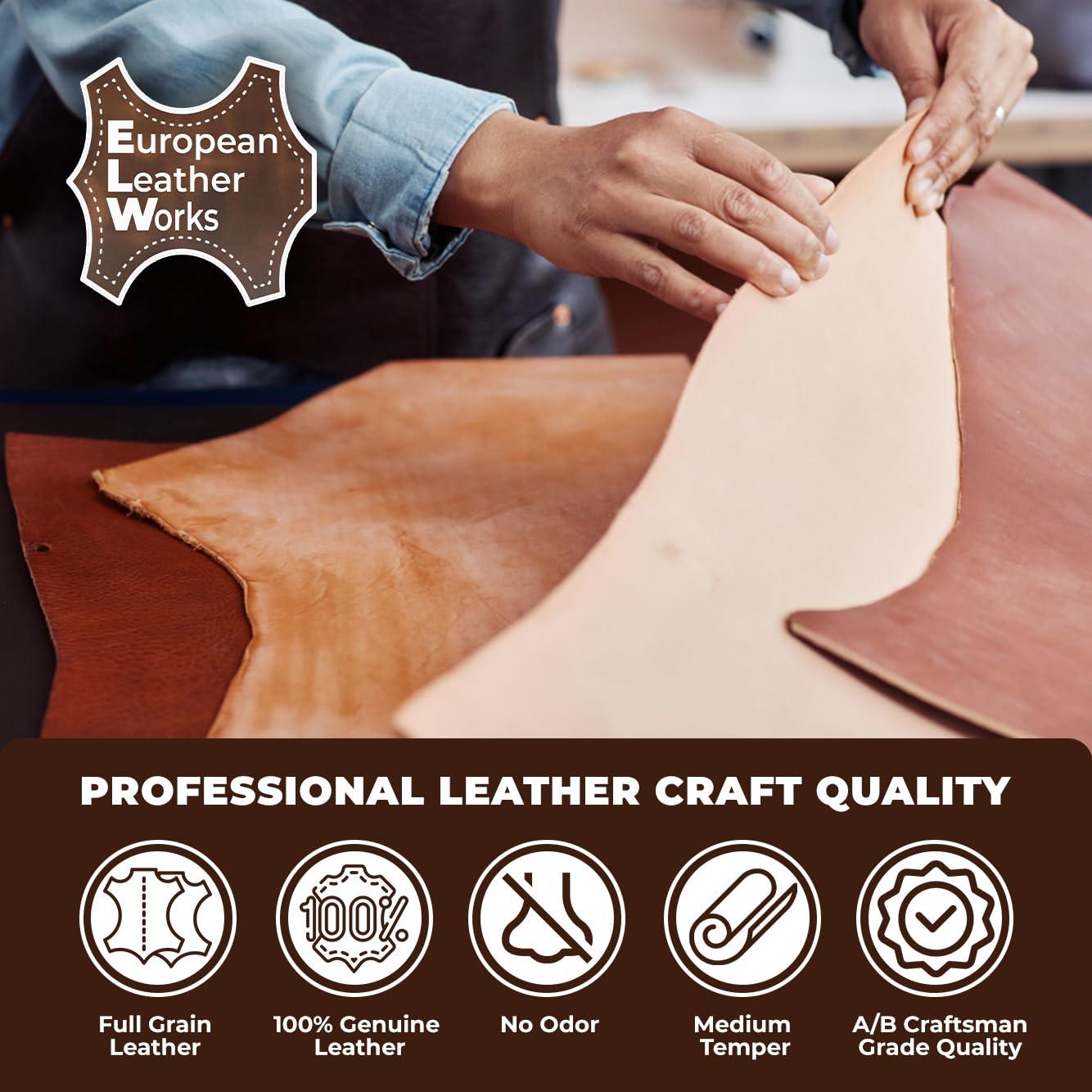European Leather Works ELW Leather Strap, 10-11 Oz, 2.75 inch Wide x 40\", Cowhide Veg Tan Leather Belt Blank, Leather Strips, Leather Crafting,Tooling Leather, Tan Leather Straps for Crafts, Belt Making Leather
