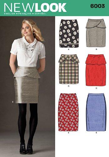 Simplicity Creative Group Inc - Patterns New Look Sewing Pattern 6003 Misses' Skirts, Size A (8-10-12-14-16-18)