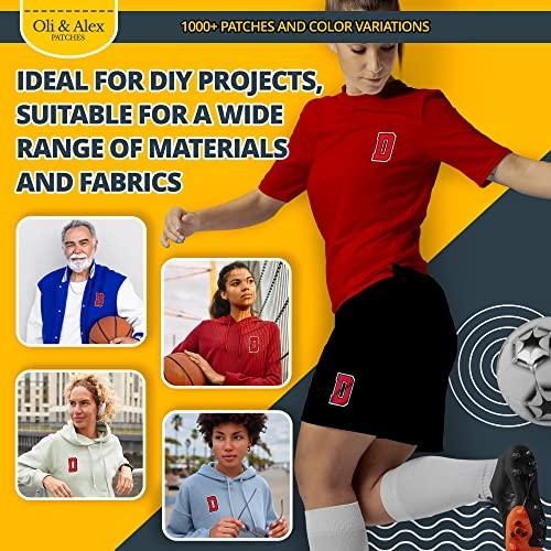 Oli and Alex Letters Patches Iron on - Red Letter Patch D - Embroidered Iron On Patches for Jeans Jackets Hats - Cute Sew on Appliques 3.26\" - Red, D