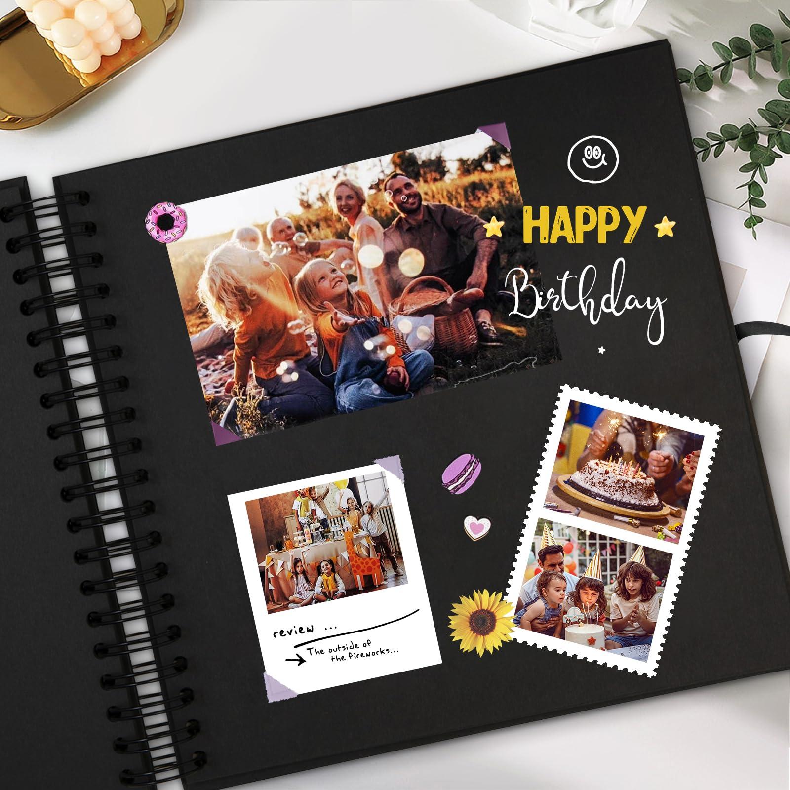 potricher potricher 10x10 Inch DIY Scrapbook Photo Album Hardcover Blank Kraft Paper Scrap book for Wedding Anniversary Family and Valentines Day (Black)