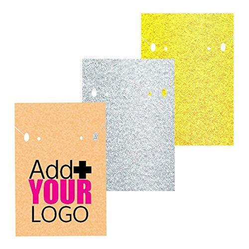 Gems on Display 100 Set Earring Display Card Earring Card Necklace Card Holder Custom Printed Card-Stock Paper Tags for DIY Ear Studs and Earrings 2" x 3" (Black, Printed)