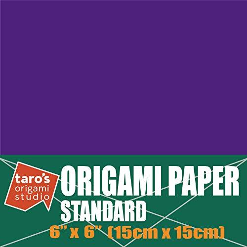 Taro's Origami Studio [Taro's Origami Studio] Standard 6 Inch One Sided Single Color (Purple) 50 Sheets (All Same Color) Square Easy Fold Premium Japanese Paper for Beginner (Made in Japan)