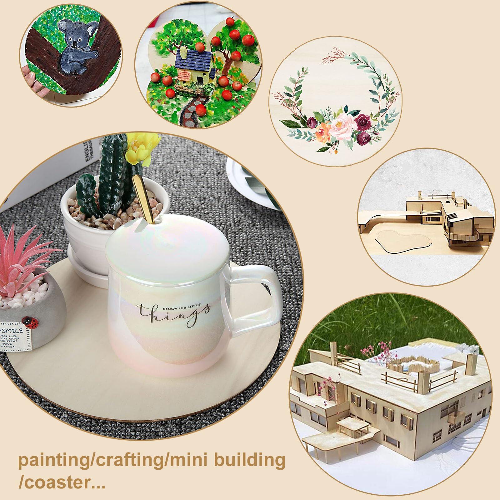 Acrux7 40 PCS 8 Inch Wooden Circles for Crafts 1/8\" Thick Unfinished Round Wood Circles 3 mm Natural Wooden Discs Blank Wood Circles for Painting, Door Hanger, Coaster, Engraving, Cutouts, Home Decoration