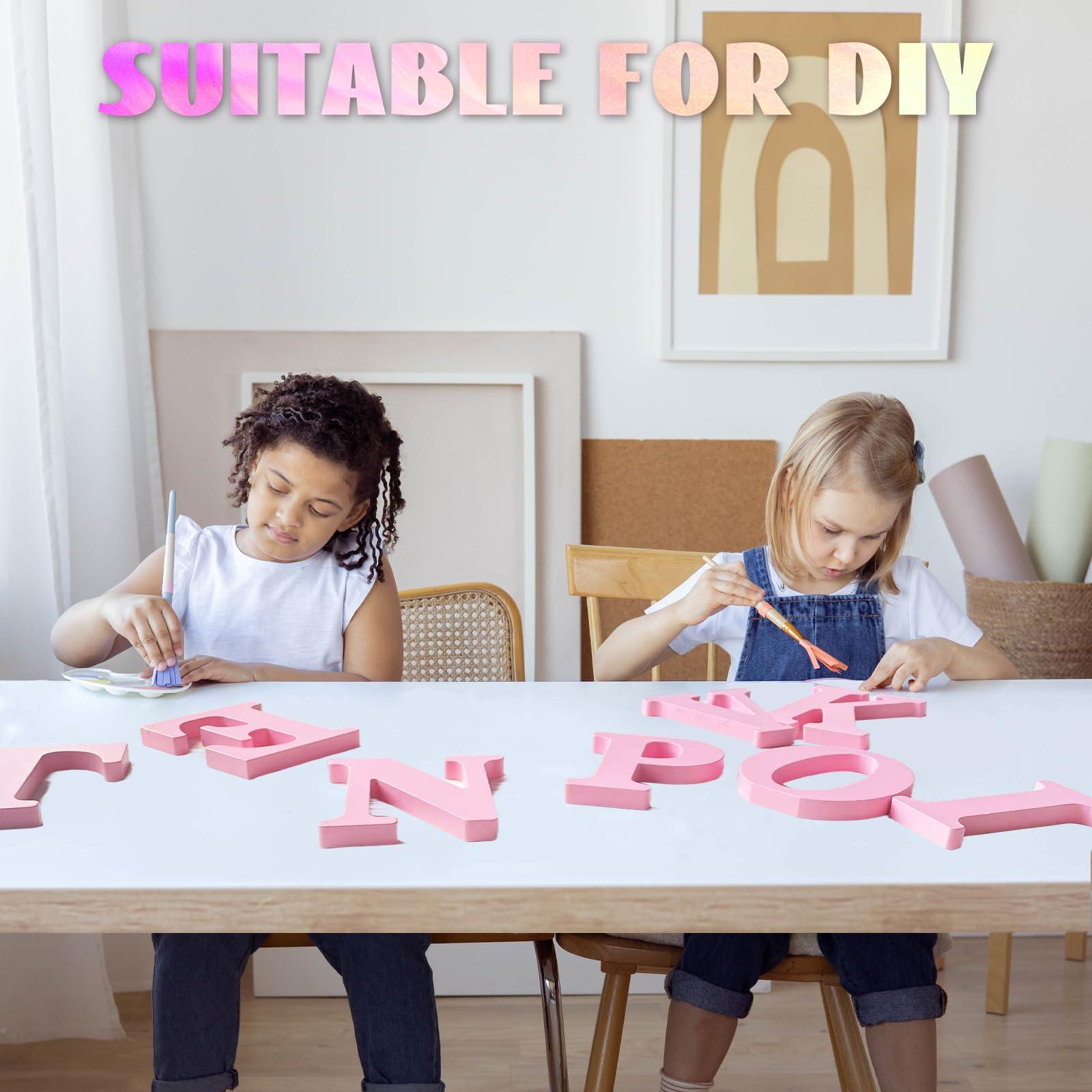 AOCEAN AOCEAN 6 Inch Pink Wood Letters Unfinished Wooden Letters for Wall Decor Decorative Standing Letters Slices Sign Board for Crafts Christmas Decoration Home Party Projects (R)