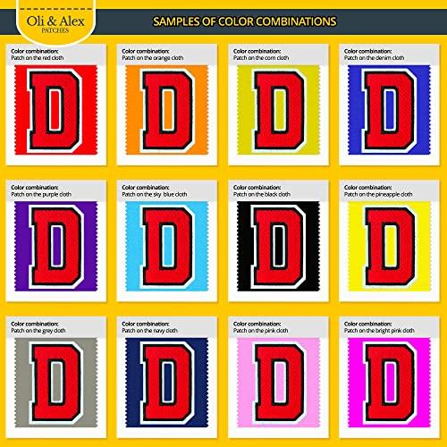 Oli and Alex Letters Patches Iron on - Red Letter Patch D - Embroidered Iron On Patches for Jeans Jackets Hats - Cute Sew on Appliques 3.26\" - Red, D