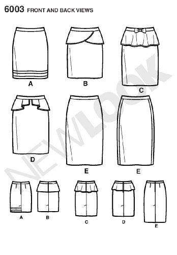 Simplicity Creative Group Inc - Patterns New Look Sewing Pattern 6003 Misses' Skirts, Size A (8-10-12-14-16-18)