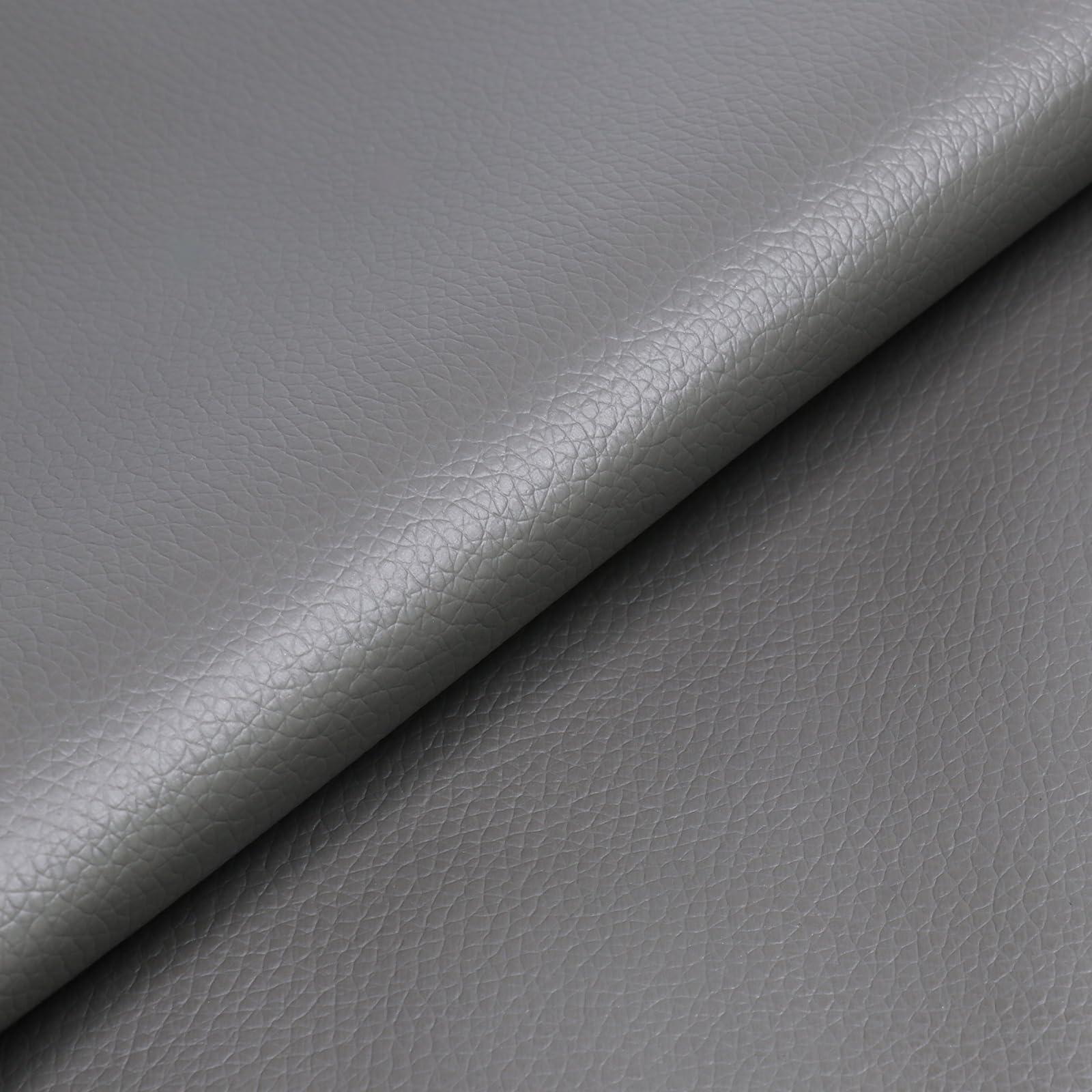 HBU Vinyl Upholstery Fabric,Soft Faux Leather,Marine Vinyl Fabric,Indoor & Outdoor Synthetic Leather for Boat,Car,DIY Crafting (Grey, 48inchx55inch)