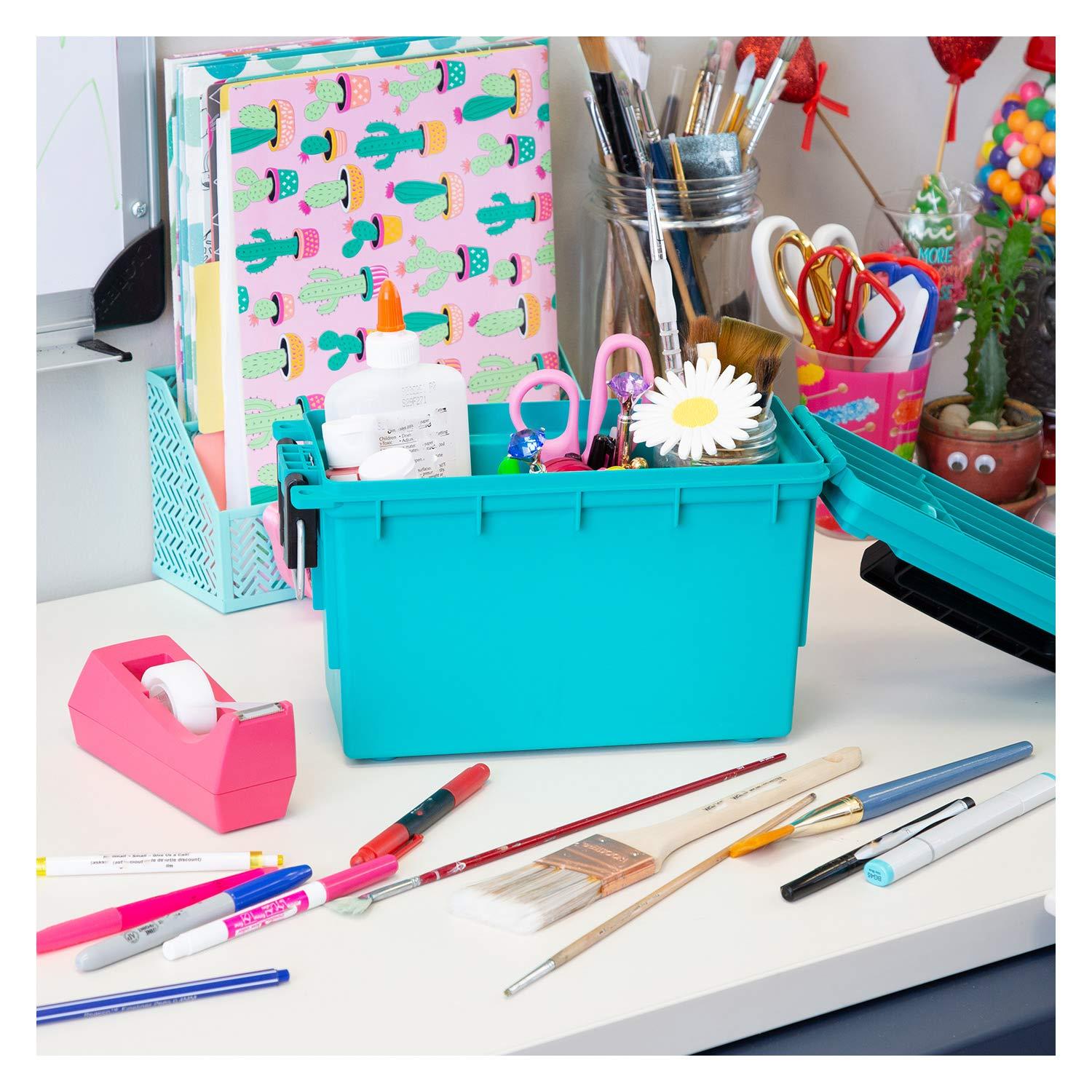 Logix Logix 12533 Teal Craft Organizer, Art Supply Organizer and Storage, Lockable School Supplies Organization, Moisture Resistant, Made in USA