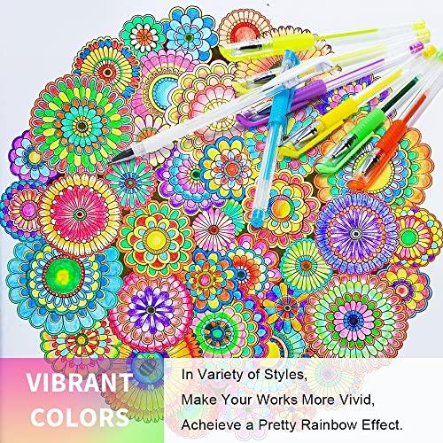 Aen Art Glitter Gel Pens, 100 Color Glitter Pen Set for Making Cards, 30% More Ink Neon Glitter Gel Marker for Adult Coloring Books, Journaling Crafting Doodling Drawing