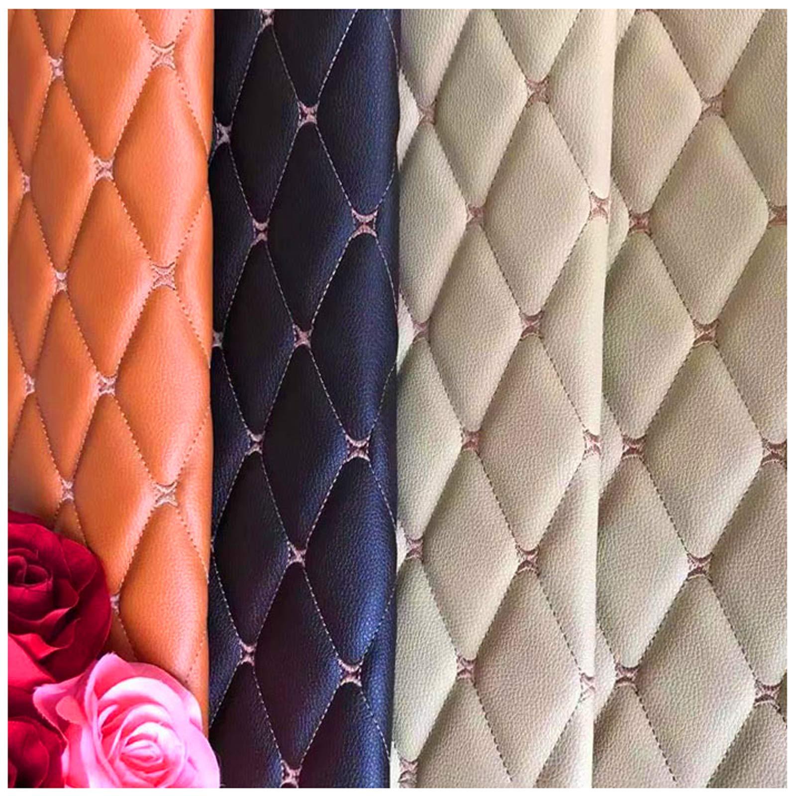 NAKAN Quilted Faux Leather Fabric Sheet 0.6cm Thick Solid Colors Synthetic Leather Vinyl Leather Fabric Skin Leather Fabric Soft PVC Leather for Wallet Handbags Making Sewing Crafting Car Seat (Size:1.5x2m)