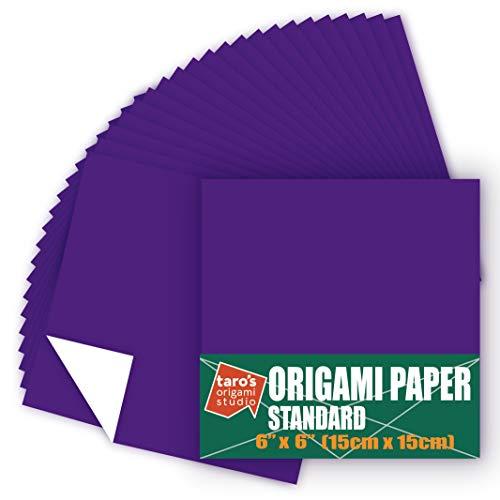 Taro's Origami Studio [Taro's Origami Studio] Standard 6 Inch One Sided Single Color (Purple) 50 Sheets (All Same Color) Square Easy Fold Premium Japanese Paper for Beginner (Made in Japan)