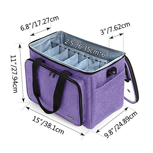 Teamoy Teamoy Knitting Bag, Yarn Tote Organizer with Inner Divider (Sewn to Bottom) for Crochet Hooks, Knitting Needles(Up to 14”), Project and Supplies, Purple -No Accessories Included