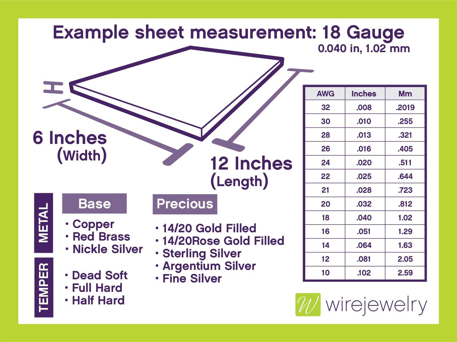 WireJewelry 28 Gauge 0.012 Dead Soft Copper Sheet Metal - 6x6 Inch