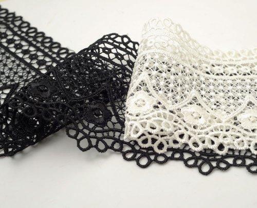 Joyce Trimming Lace Trim BLACK Venise Lace Ribbon Trim for bridal, apparel, home decor, 3 Inch by 1 Yard, BAT-6103
