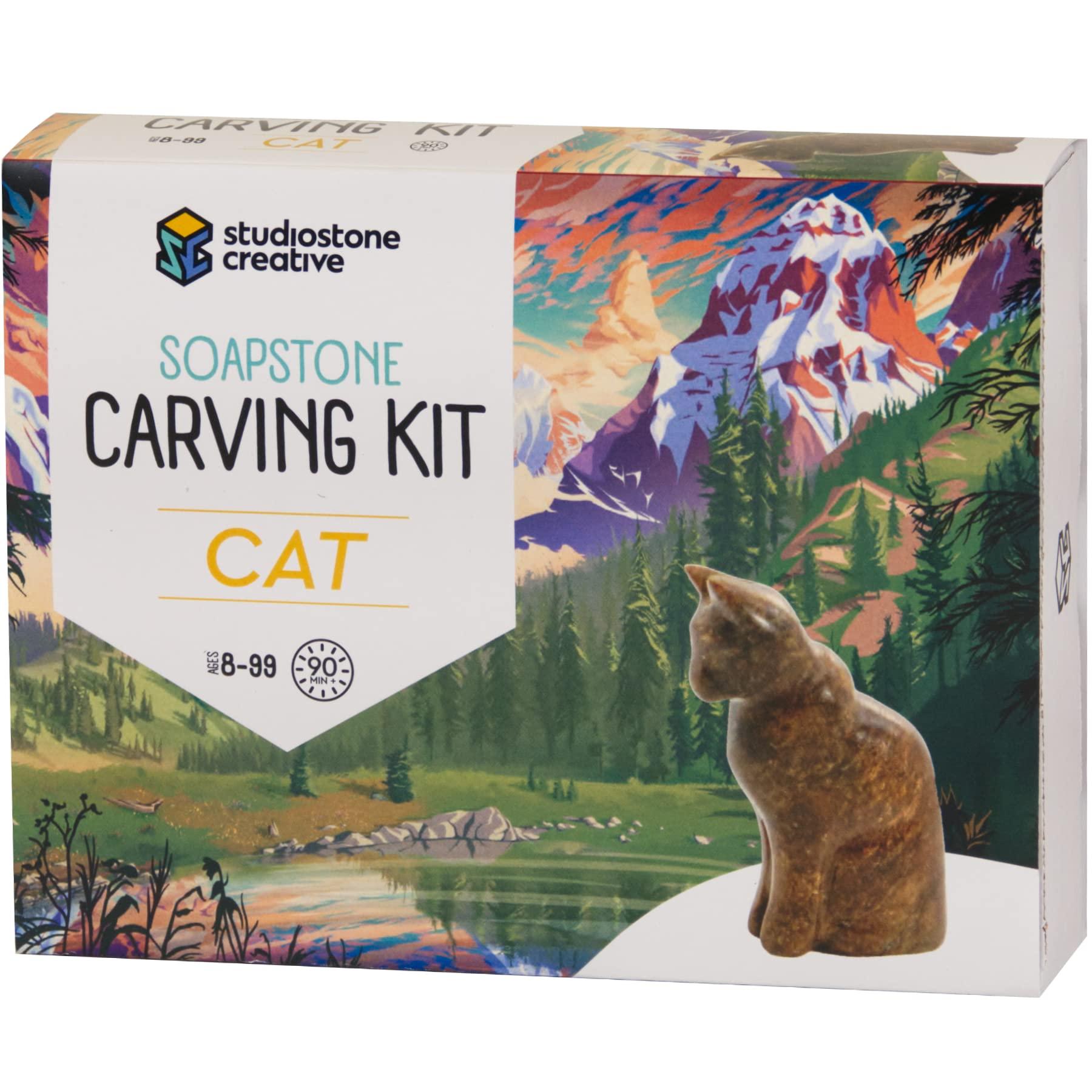 STUDIOSTONE CREATIVE STUDIOSTONE CREATIVE DIY Arts & Crafts Carving Kit Kids Adults Cat Sculpture Soapstone
