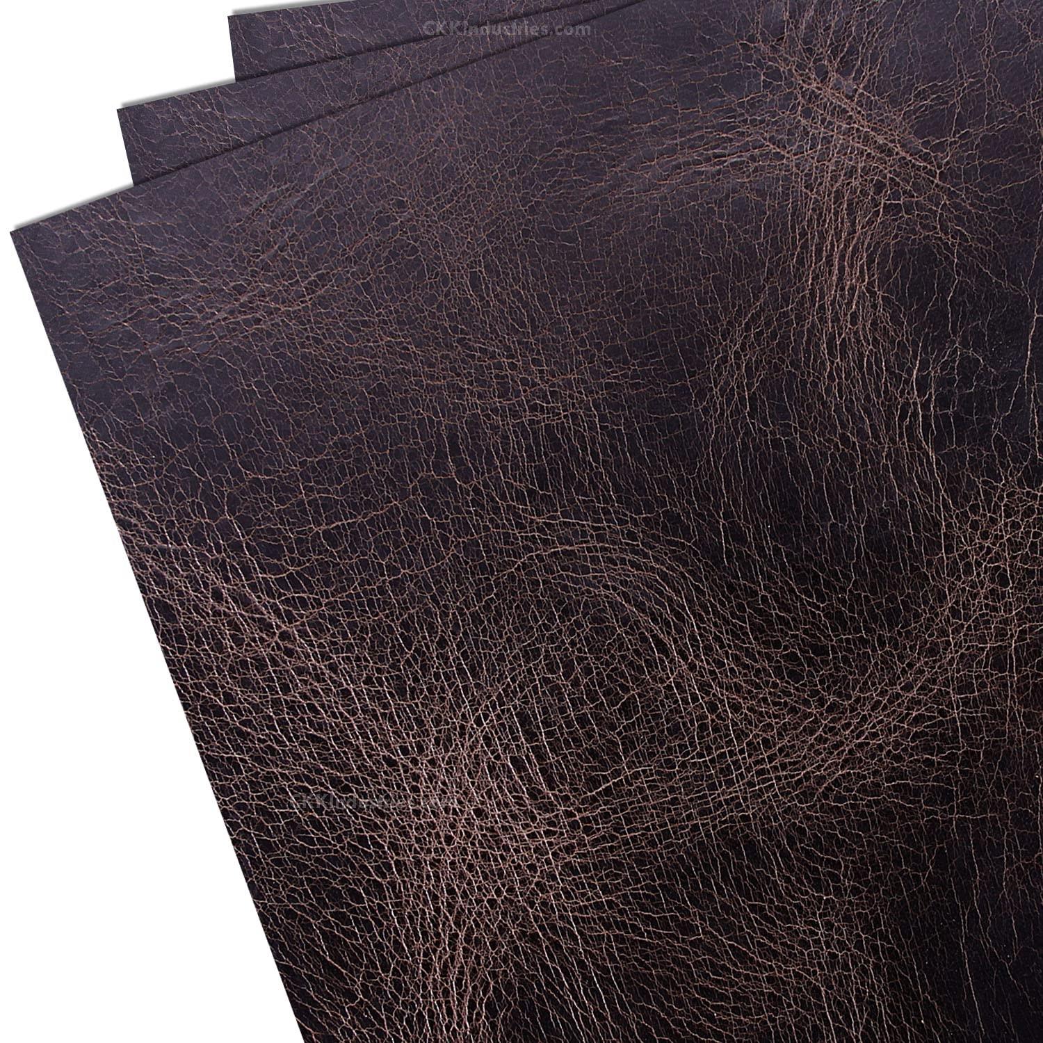 Holstex Water Buffalo Leather (8-9oz) - (3 Pack) - Vegetable Tanned - Thickness (0.125in ~ 0.140in) - (Antique Chocolate) - (12in x 12in)