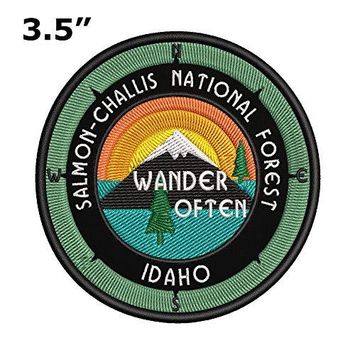 Sassy Treasures Salmon-Challis National Forest Idaho - Wander Often - 3.5" Embroidered Patch DIY Iron On/Sew On Vacation Souvenir Travel Novelty Theme Decorative Applique