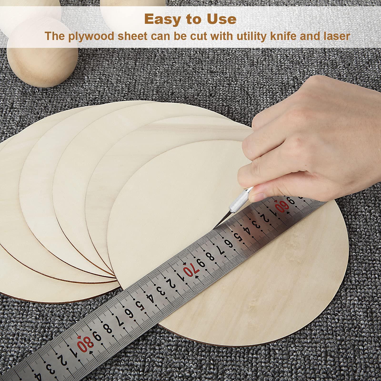 Acrux7 40 PCS 8 Inch Wooden Circles for Crafts 1/8\" Thick Unfinished Round Wood Circles 3 mm Natural Wooden Discs Blank Wood Circles for Painting, Door Hanger, Coaster, Engraving, Cutouts, Home Decoration