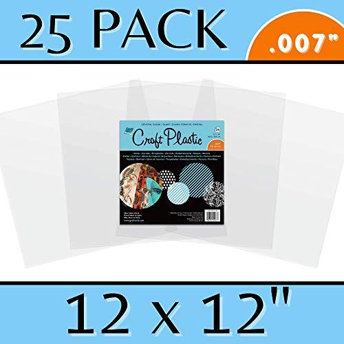 Grafix Grafix Ultra Clear .007 Plastic, Durable and Archival Film, Perfect for DIY Crafts, Stencils, Journals, Cards, 3D Embellishments, and More, 12\" x 12\", 25 Pack