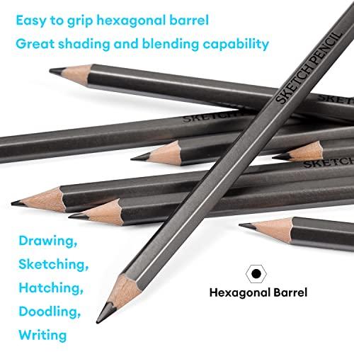 Dyvicl Dyvicl Professional Drawing Sketching Pencil Set - 12 Pieces Drawing Pencils 10B, 8B, 6B, 5B, 4B, 3B, 2B, B, HB, 2H, 4H, 6H Graphite Pencils for Beginners & Pro Artists
