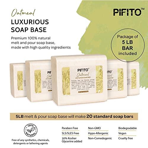 Pifito Pifito Oatmeal Melt and Pour Soap Base (5 lb) ? Bulk Premium 100% Natural Glycerin Soap Base ? Luxurious Soap Making Supplies