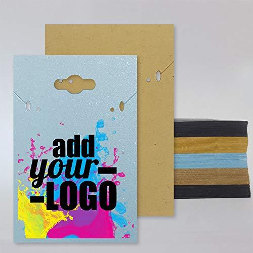 Gems on Display 100 Set Earring Display Card Earring Card Necklace Card Holder Custom Printed Card-Stock Paper Tags for DIY Ear Studs and Earrings 2" x 3" (Black, Printed)