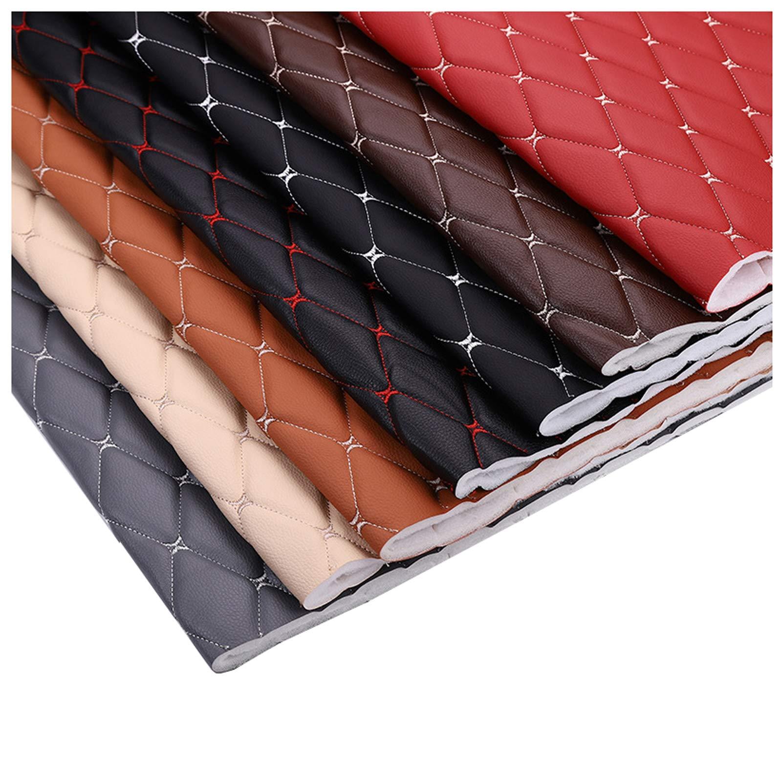 NAKAN Quilted Faux Leather Fabric Sheet 0.6cm Thick Solid Colors Synthetic Leather Vinyl Leather Fabric Skin Leather Fabric Soft PVC Leather for Wallet Handbags Making Sewing Crafting Car Seat (Size:1.5x2m)