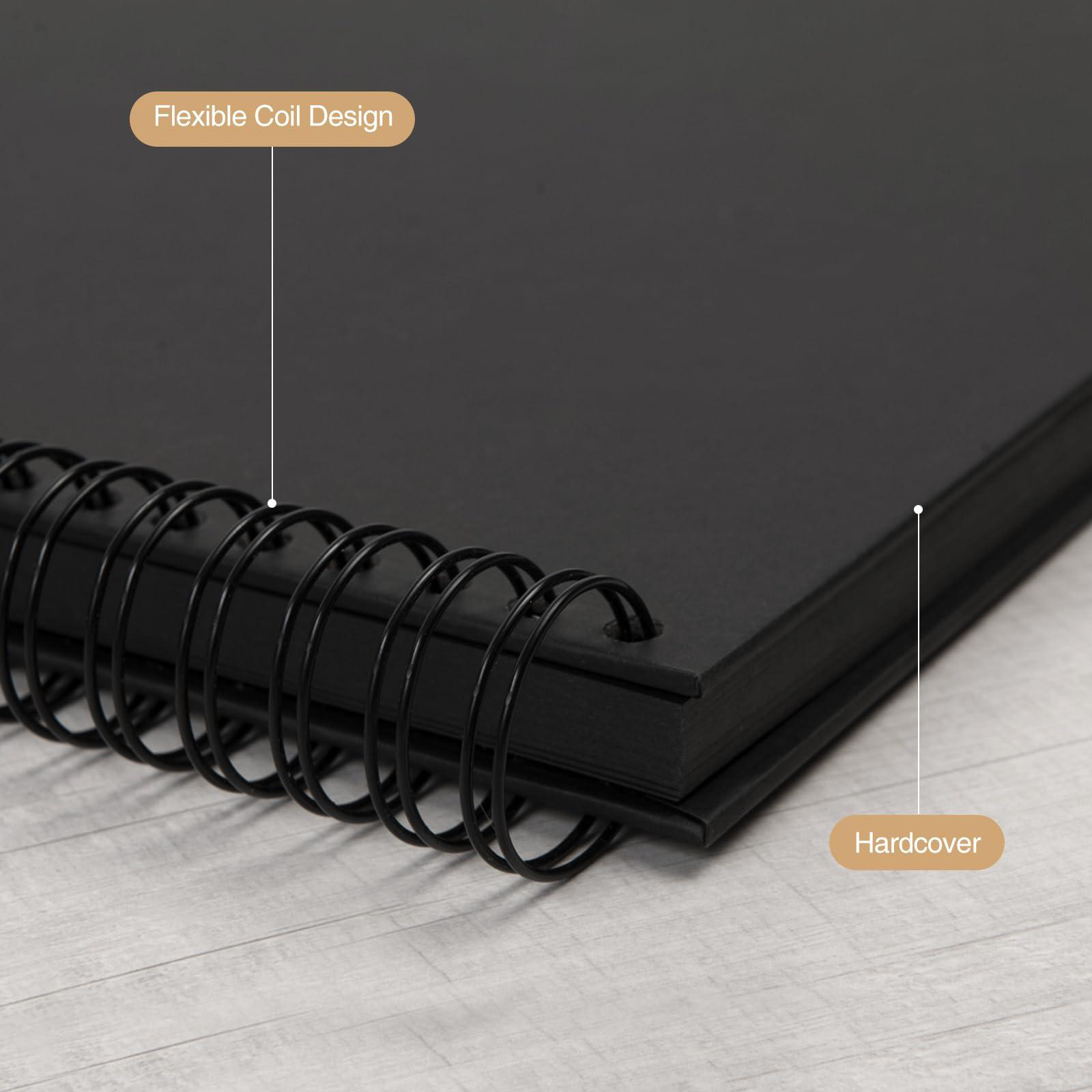 potricher potricher 10x10 Inch DIY Scrapbook Photo Album Hardcover Blank Kraft Paper Scrap book for Wedding Anniversary Family and Valentines Day (Black)