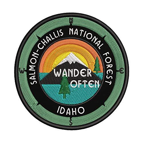 Sassy Treasures Salmon-Challis National Forest Idaho - Wander Often - 3.5" Embroidered Patch DIY Iron On/Sew On Vacation Souvenir Travel Novelty Theme Decorative Applique