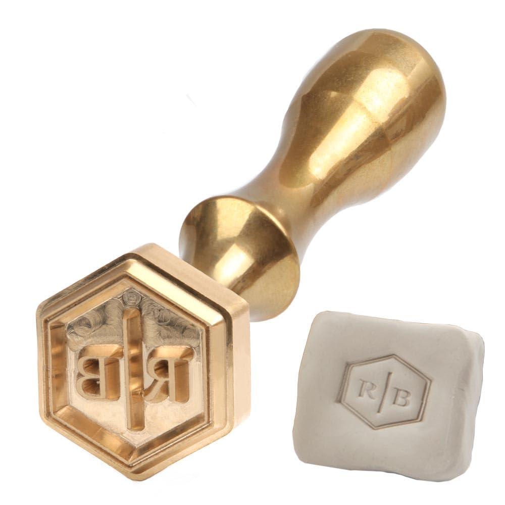 PrudoPex PrudoPex Custom Pottery Stamp for Clay, Personlized Clay Stamp Initial Ceramic Stamp, Custom Soap Stamp in Brass, Personalized Signature Brass Stamp for Pottery