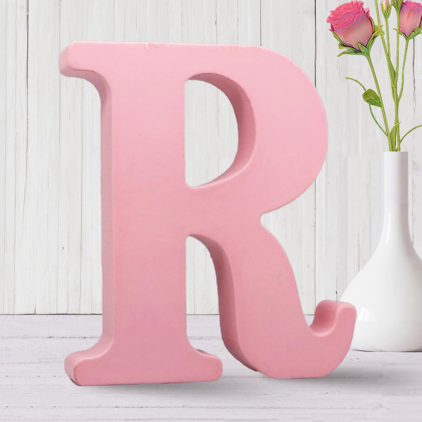 AOCEAN AOCEAN 6 Inch Pink Wood Letters Unfinished Wooden Letters for Wall Decor Decorative Standing Letters Slices Sign Board for Crafts Christmas Decoration Home Party Projects (R)