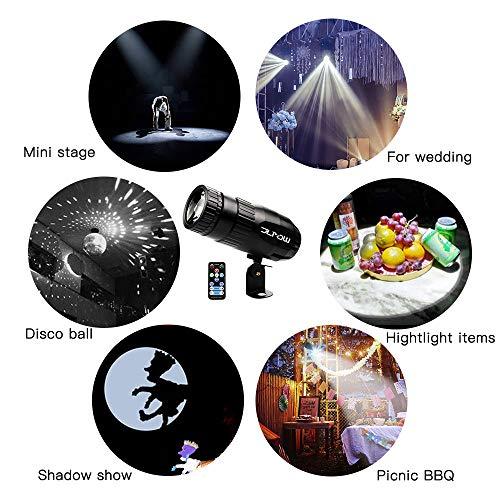 JLPOW Pinspot Light with Remote, JLPOW Super Bright Mirror Ball Spotlight, Mini 15W RGBW LED Beam Spot lights Stage Effect Lighting, Best for DJ Disco Party Bar Club Show Wedding Children's Theater