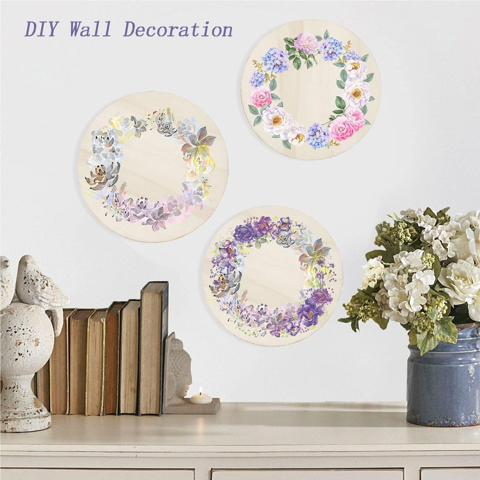 Acrux7 40 PCS 8 Inch Wooden Circles for Crafts 1/8\" Thick Unfinished Round Wood Circles 3 mm Natural Wooden Discs Blank Wood Circles for Painting, Door Hanger, Coaster, Engraving, Cutouts, Home Decoration