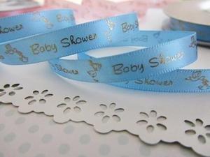 www.craftembellishmentworld.com 25 yards Roll Baby Boy Shower Announcement Satin 3/8" Ribbon (R167-Blue-38) US SELLER SHIP FAST