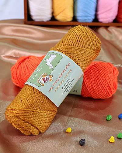 Sunny Cat Baby Alpaca Luxury Wool Blend Yarn Worsted Weight 3 skeins (100g/3.5oz/Each) Art Crafts Crochet and Knitting Sunny Cat Premium Brand (43 Peach Orange)