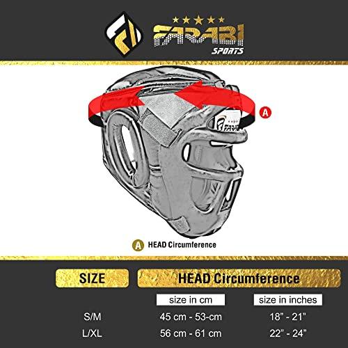 Farabi Sports Farabi Sports Boxing Headgear Grill Head Guard MMA Training Kickboxing Sparring Gear Removable Front Bar Gril (Black, X-Large)