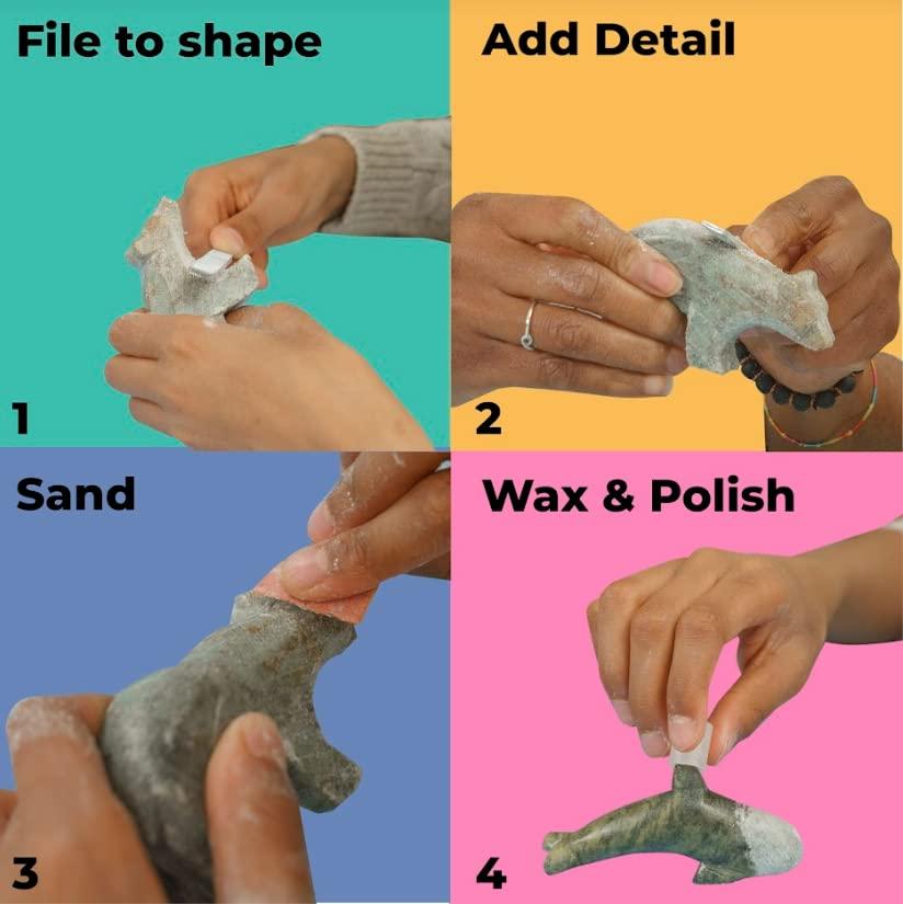 STUDIOSTONE CREATIVE STUDIOSTONE CREATIVE DIY Arts & Crafts Carving Kit Kids Adults Cat Sculpture Soapstone