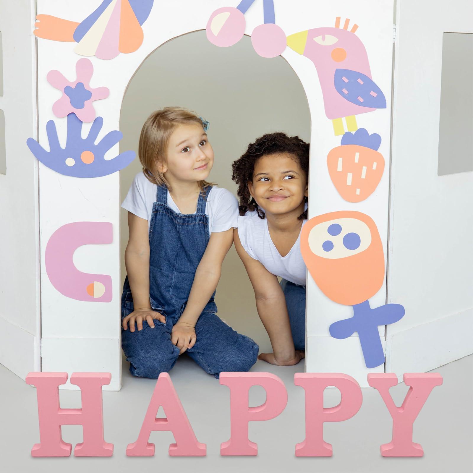 AOCEAN AOCEAN 6 Inch Pink Wood Letters Unfinished Wooden Letters for Wall Decor Decorative Standing Letters Slices Sign Board for Crafts Christmas Decoration Home Party Projects (R)