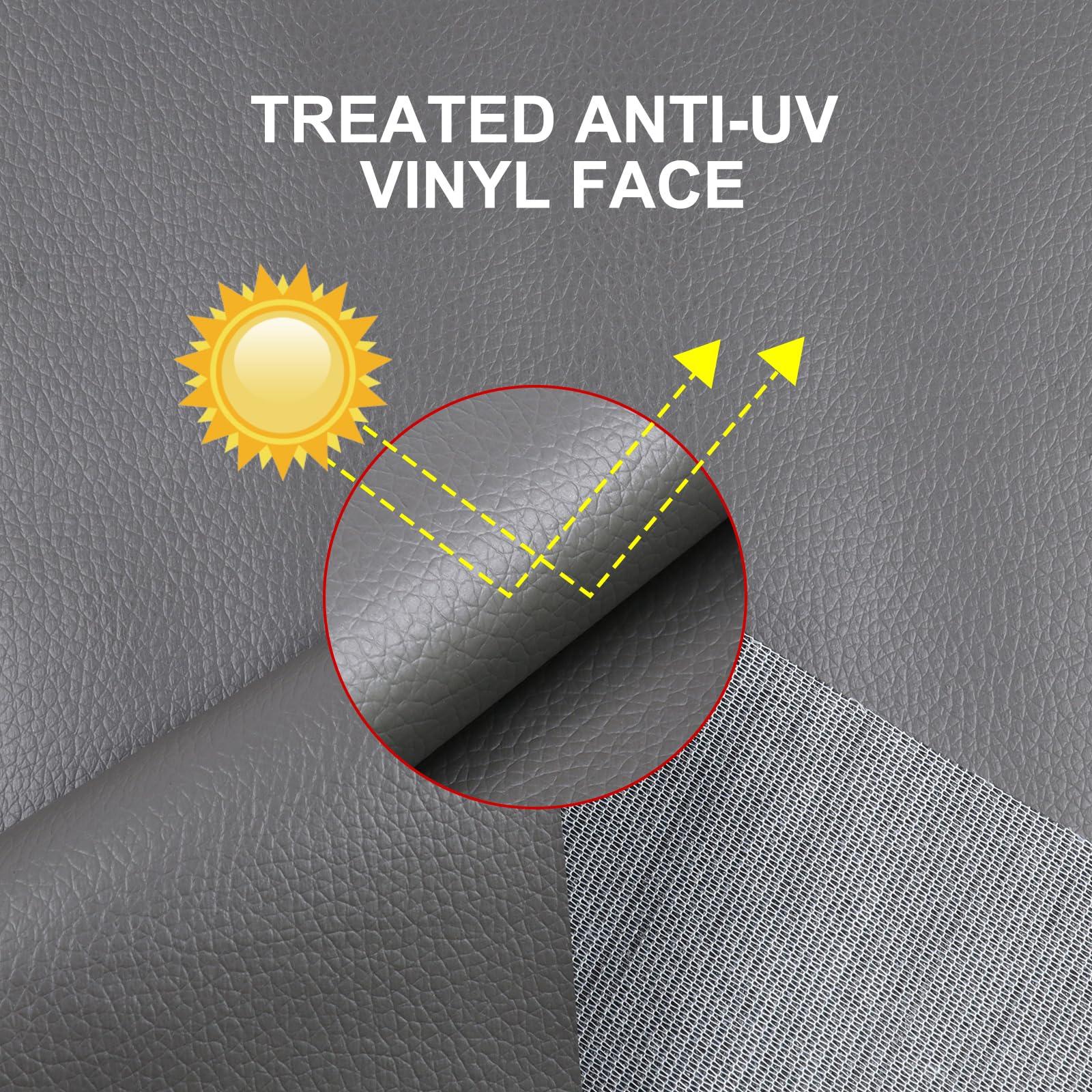 HBU Vinyl Upholstery Fabric,Soft Faux Leather,Marine Vinyl Fabric,Indoor & Outdoor Synthetic Leather for Boat,Car,DIY Crafting (Grey, 48inchx55inch)
