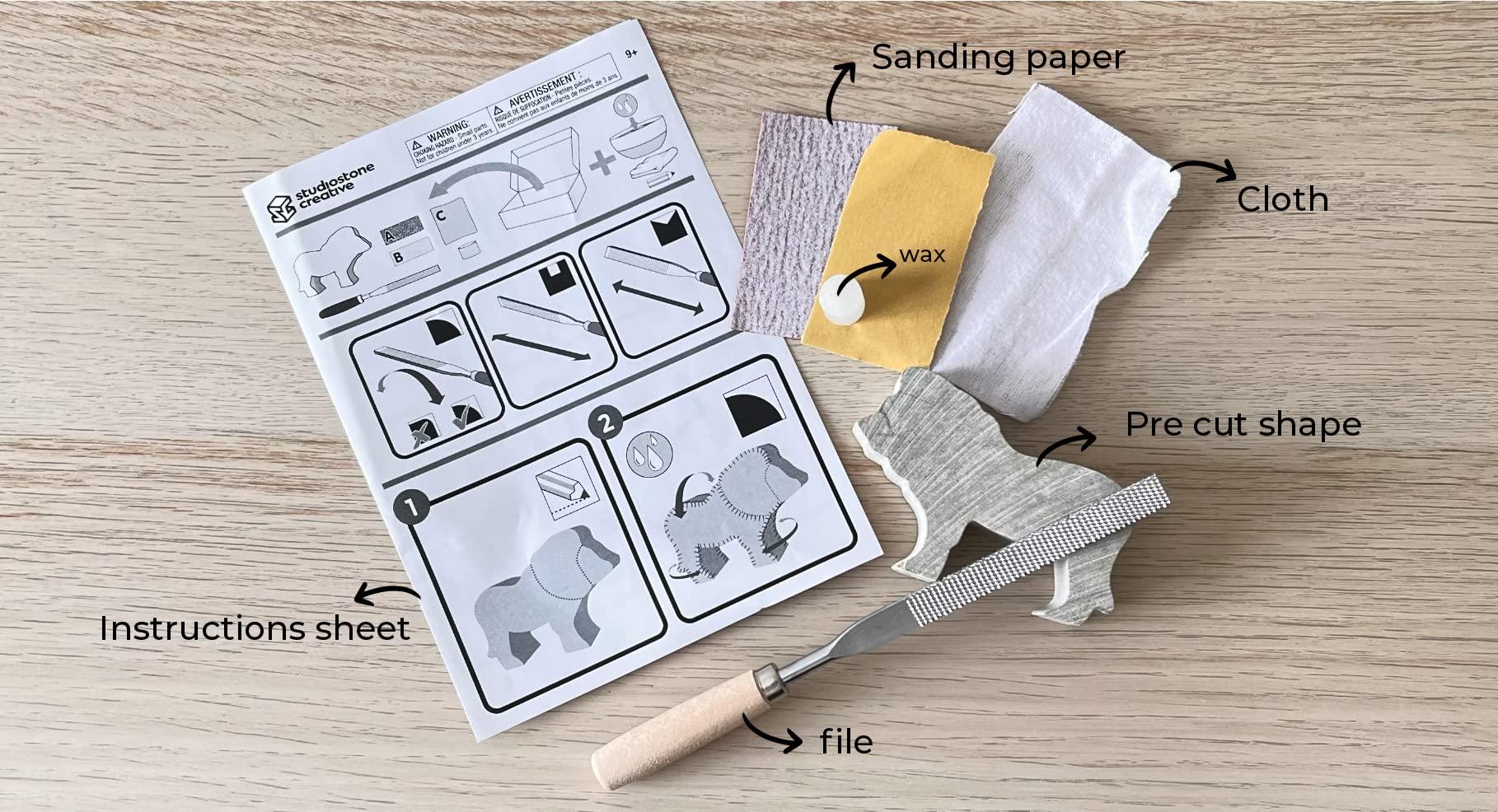 STUDIOSTONE CREATIVE STUDIOSTONE CREATIVE DIY Arts & Crafts Carving Kit Kids Adults Cat Sculpture Soapstone