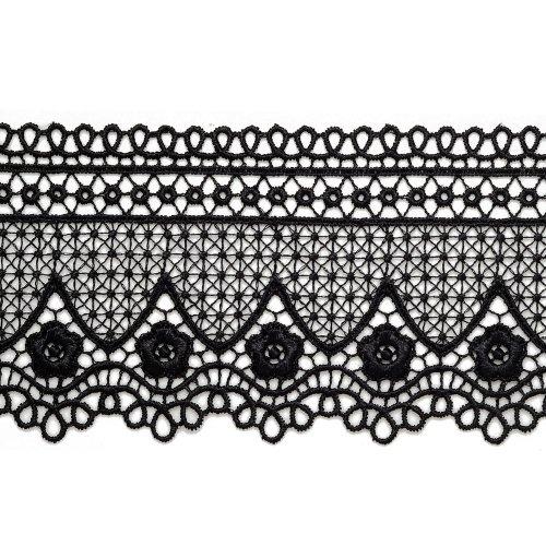 Joyce Trimming Lace Trim BLACK Venise Lace Ribbon Trim for bridal, apparel, home decor, 3 Inch by 1 Yard, BAT-6103