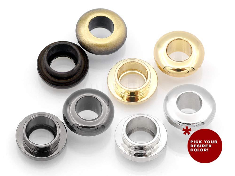 CRAFTMEMORE CRAFTMEMORE Metal Push Snap Together Grommet Snap Rings Eyelet O-Rings Purse Loop Easy Installation Pack of 10 (5mm (3/16\"), Gold)