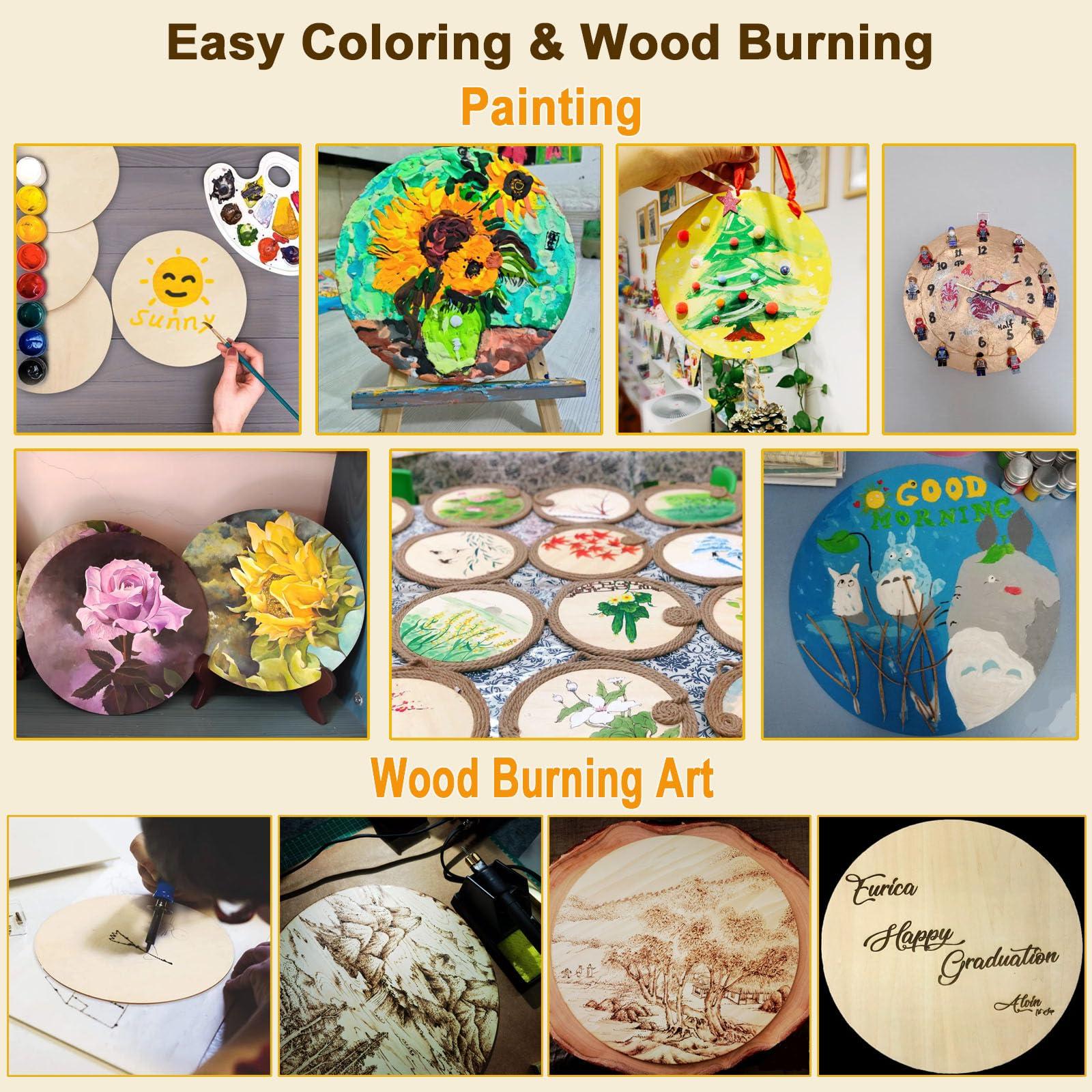 Acrux7 40 PCS 8 Inch Wooden Circles for Crafts 1/8\" Thick Unfinished Round Wood Circles 3 mm Natural Wooden Discs Blank Wood Circles for Painting, Door Hanger, Coaster, Engraving, Cutouts, Home Decoration