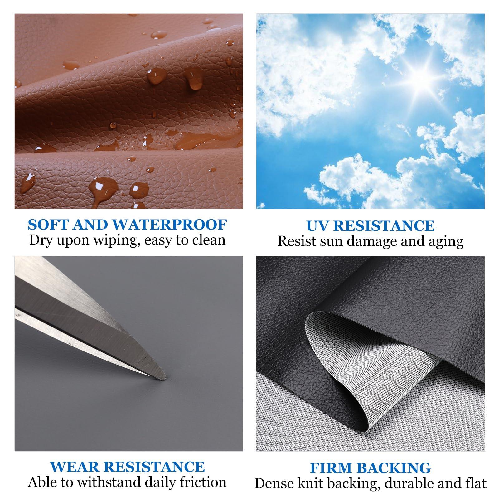 HBU Vinyl Upholstery Fabric,Soft Faux Leather,Marine Vinyl Fabric,Indoor & Outdoor Synthetic Leather for Boat,Car,DIY Crafting (Grey, 48inchx55inch)
