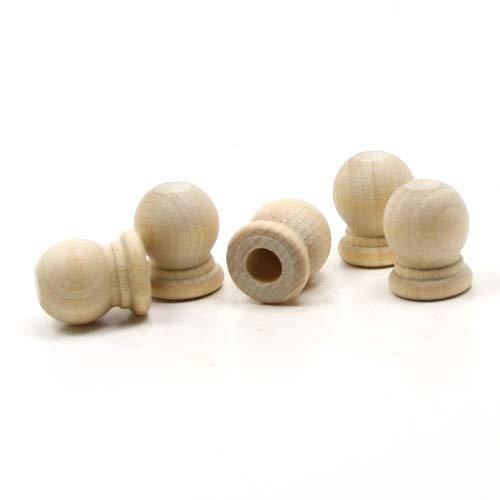 Unique Wood Shapes Mylittlewoodshop Pkg of 100 - Finial Dowel Cap - 3/4 inches Tall with 1/4 inch Hole Unfinished Wood (WW-DC8052-100)