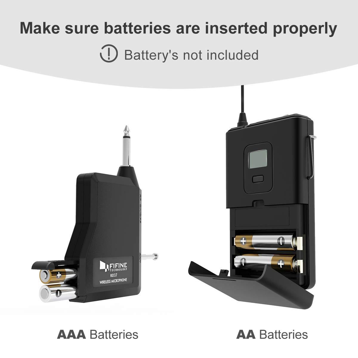 FIFINE FIFINE Wireless Microphone System, Wireless Microphone set with Headset and Lavalier Lapel Mics, Beltpack Transmitter and Receiver,Ideal for Teaching, Preaching and Public Speaking Applications-K037B